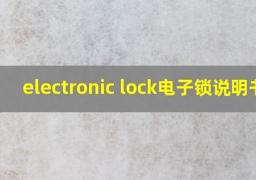 electronic lock电子锁说明书